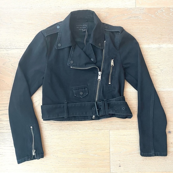 All Saints Balfern Cropped Denim Jacket - Picture 5 of 11